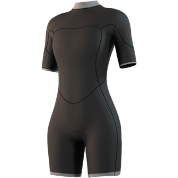 2026 Mystic Frauen Brand 3/2mm Rückenreißverschluss Flatlock Shorty Neoprenanzug 35000.250064 - Dark Olive